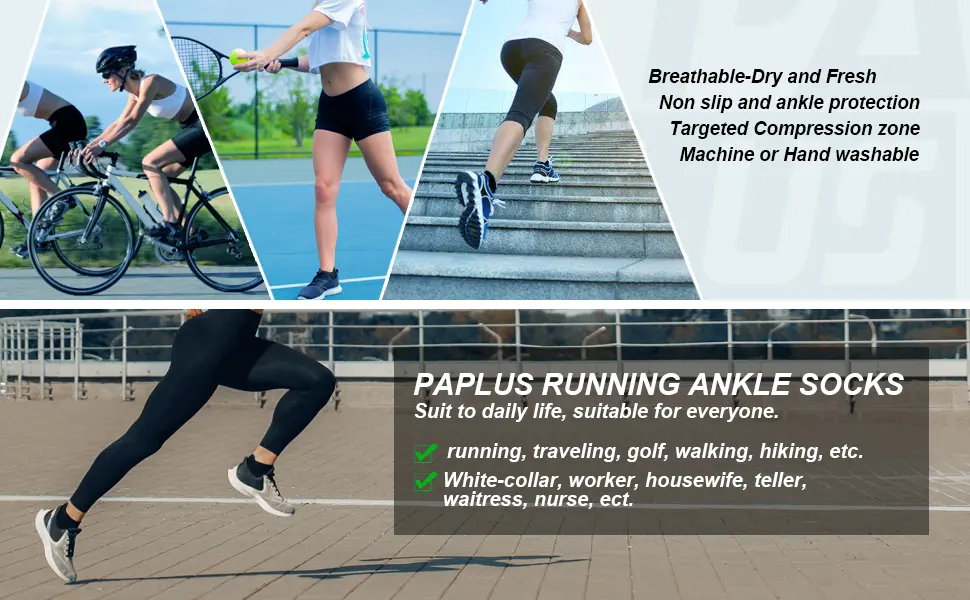 PAPLUS Compression Running Socks Women (6 Pairs), Ankle Athletic Socks Low Cut with Arch Support Mix of Colors(6 Pairs) Small-Medium - compression ankle socks