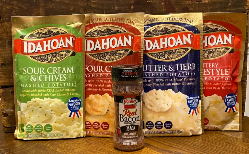 Instant Mashed Potatoes Bundle with Juniper Mart Recipe Card (Butter and Herb, Buttery Homestyle, Sour Cream and Chive, Four Cheese) - Instant Potatoes-Sour Cream & Chives, Four Cheese, Butter & Herb, Buttery Homestyle