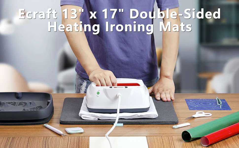 Heat Press Mat for Cricut Easypress: Ecraft 13" x 17" Double-Sided Heating Ironing Mats for Craft Insulation Transfer HTV Vinyl 13*17inch - Heat Press Mat