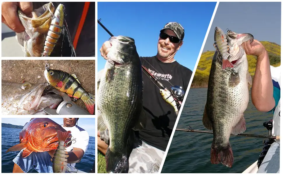 Fishing Lures for Bass Trout, 5pcs Segmented Multi Jointed Swimbaits Slow Sinking Swimming Lures Bionic Hard Bait for Freshwater Saltwater Type A - 3.94",0.5oz - multi jointed swimbaits