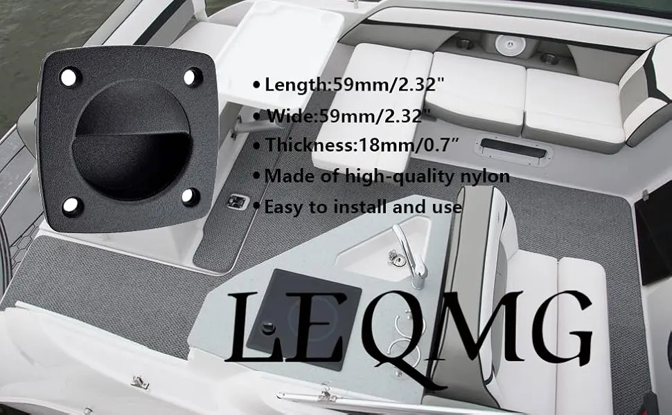 LEQMG Black Nylon Flush Pull Recessed Sliding Door Handle Square Hatch Pull Handle,Yacht, Motorboat and Boat Cabin Accessories(2 Pcs) - boat hatch pull handle