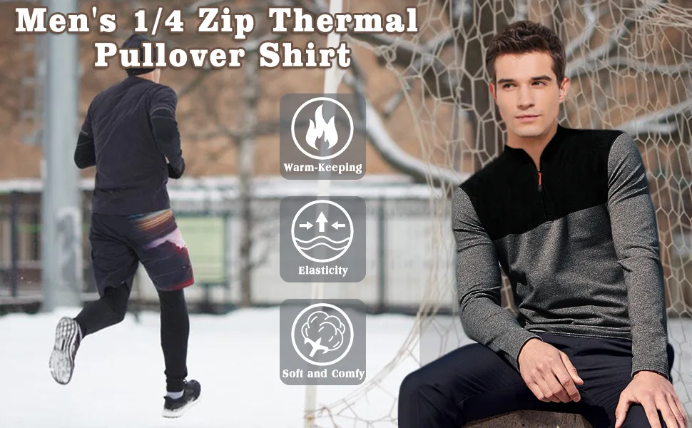 Derminpro Mens Quarter Zip Lightweight Long Sleeve Pullover Thermal Running Shirts XX-Large Dark Grey-01 - winter running half zip pullover polyester sweatshirt sweater skiing golf shirts polo mock neck