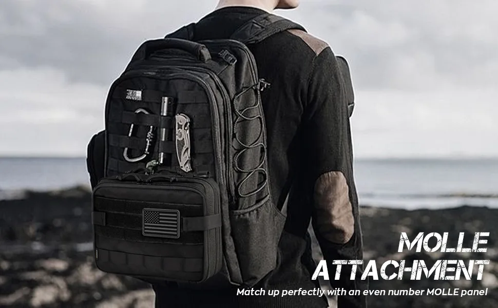 WYNEX Tactical Large Admin Pouch of Double Layer Design, Molle EDC EMT Utility Pouch with Map Sleeve Modular Tool Pouch Large Capacity Flag Patch Included Black - admin pouch