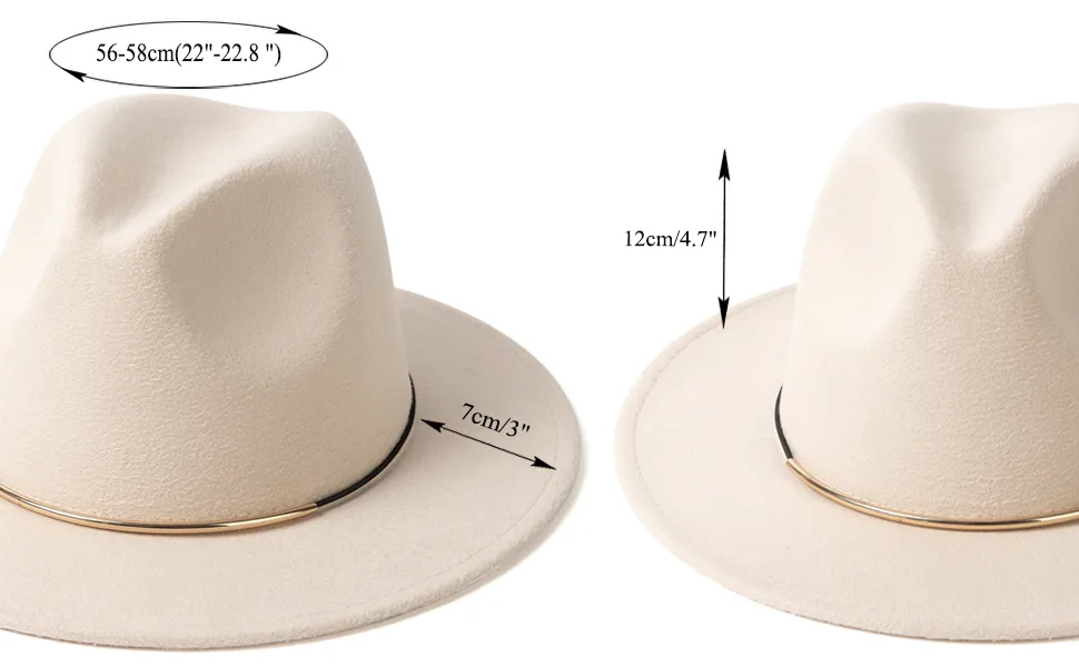 HUDANHUWEI Womens Fedora Hats with Belt Buckle Wide Brim Panama Fedora Cap A-black - VIM0431