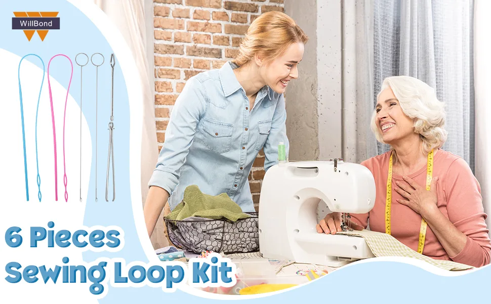 6 Pieces Sewing Loop Kit, Include Loop Turner Hook Flexible Drawstring Threader Metal Tweezers Long Loop Turner Tool with Latch for Fabric Belts Strips DIY Knitting Accessories - product information 1