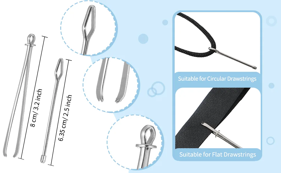 6 Pieces Sewing Loop Kit, Include Loop Turner Hook Flexible Drawstring Threader Metal Tweezers Long Loop Turner Tool with Latch for Fabric Belts Strips DIY Knitting Accessories - product information 3