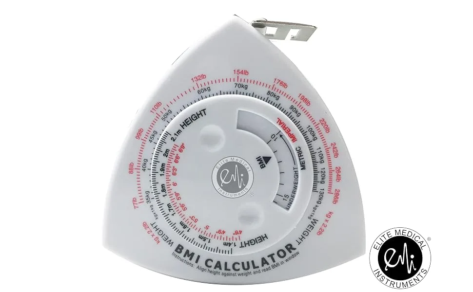 EMI Triangle BMI Body Mass Index Calculator and Body Tape Measure - 60" / 1.5 m ECB-301 - BMI Calculator