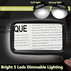 Magnifying Glass with Light, Folding Handheld 3X Large Rectangle Lighted Magnifier with Dimmable LED for Macular Degeneration Seniors Reading Newspaper, Books, Lighted Gift for Low Visions - lighted magnifying glass