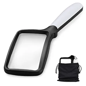 Magnifying Glass with Light, Folding Handheld 3X Large Rectangle Lighted Magnifier with Dimmable LED for Macular Degeneration Seniors Reading Newspaper, Books, Lighted Gift for Low Visions - magnifying glass with light
