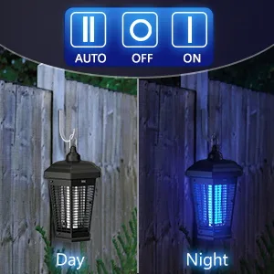 Bug Zapper Outdoor, 20W Mosquito Zapper with Dusk to Dawn Light Sensor, 4200V Electric Bug Zapper Indoor for 2300 Sq Ft Coverage - bug zapper indoor