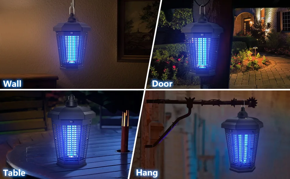 Bug Zapper Outdoor, 20W Mosquito Zapper with Dusk to Dawn Light Sensor, 4200V Electric Bug Zapper Indoor for 2300 Sq Ft Coverage - electric bug zapper