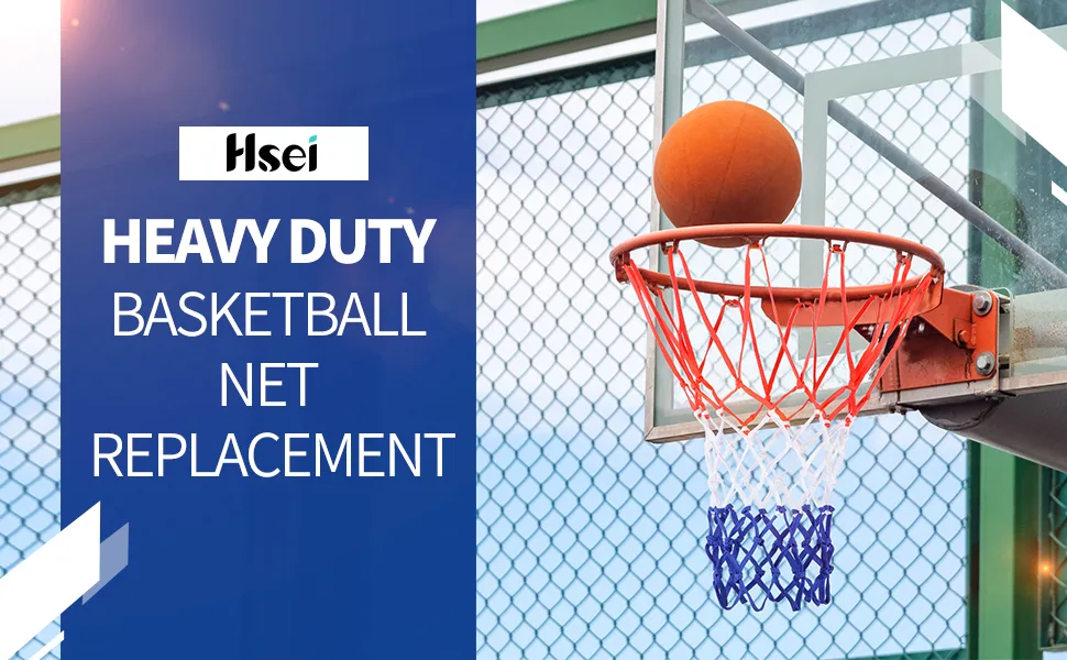 Hsei Basketball Net Replacement All Weather Basketball Net Fits Standard Indoor or Outdoor, 12 Loop Red, White, Blue - product information 1