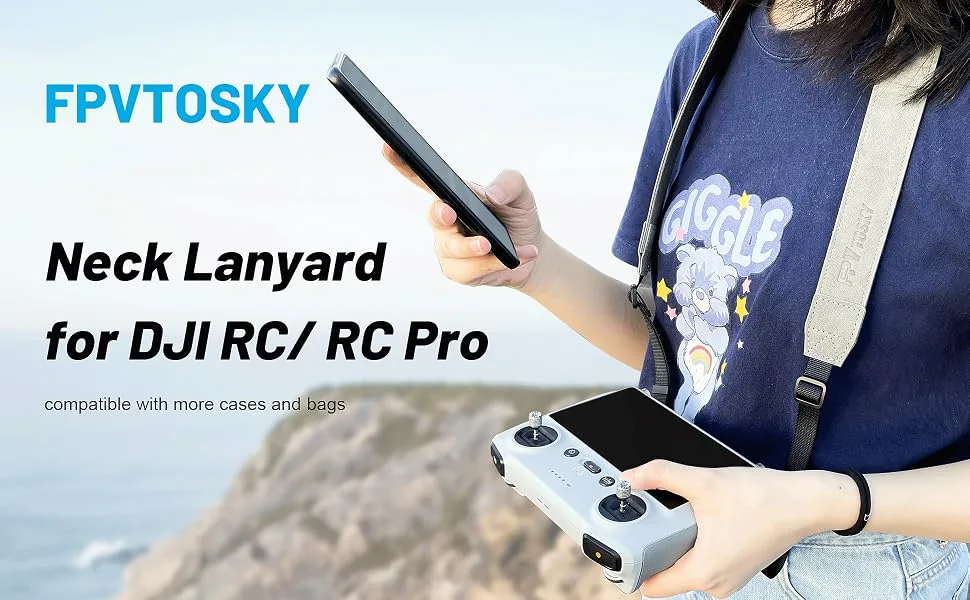 FPVtosky Lanyard for DJI RC & RC Pro Controller , DJI Mini 3 Pro Lanyard RC Neck Strap , Soft Leather Lanyard Compatible with Mavic 3 / Air 2s / Mini 2 / Mavic air 2 Remote Controller Accessories - product information 1