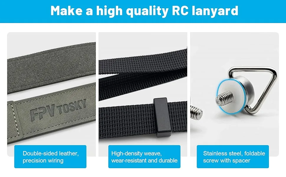 FPVtosky Lanyard for DJI RC & RC Pro Controller , DJI Mini 3 Pro Lanyard RC Neck Strap , Soft Leather Lanyard Compatible with Mavic 3 / Air 2s / Mini 2 / Mavic air 2 Remote Controller Accessories - product information 2