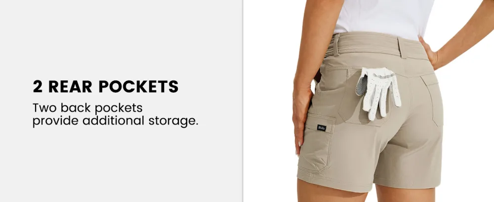 Willit Women's Golf Shorts Hiking Cargo Shorts Quick Dry Athletic Casual Summer Shorts with Pockets 5" Black 8 - product information 3