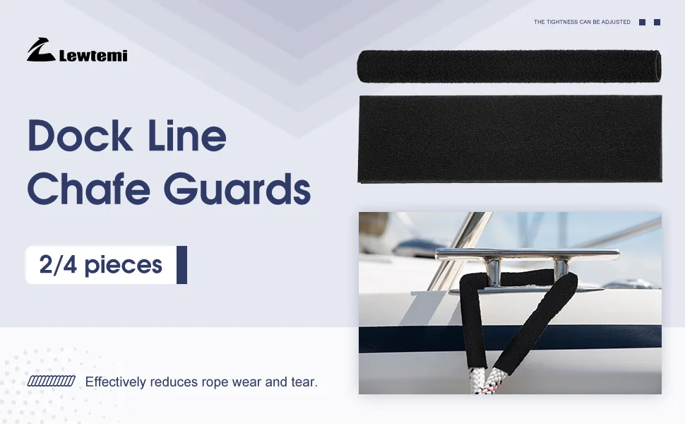Dock Line Chafe Guards Removable Chafe Secure Guard 14 Inches Length Chafe Guard for Dock Lines Black Line Rope Chafe Guard for Boat - product information 1