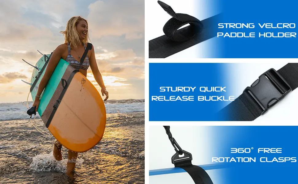 Haimont Paddle Board Carry Strap, Adjustable Heavy-Duty SUP Carrying Strap Padded Over The Shoulder Sling for Paddleboards, Surfboards, Canoe and Kayaks Black - Paddle Board Carry Strap