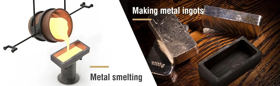 2 Pieces Graphite Ingot Mould Crucible Mould for Casting Gold Silver Metal Aluminum Copper Brass Melting Refining (4 x 2 x 1 Inch) - product information 6