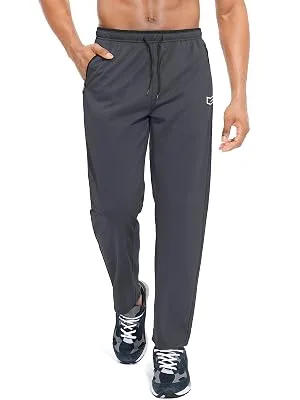 G Gradual Men's Sweatpants with Zipper Pockets Open Bottom Athletic Pants for Men Workout, Jogging, Running, Lounge 02-black Medium - mens athletic pants