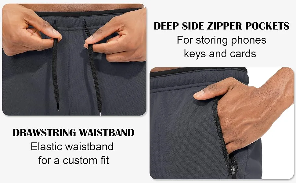 G Gradual Men's Sweatpants with Zipper Pockets Open Bottom Athletic Pants for Men Workout, Jogging, Running, Lounge 02-black Medium - workout pants for men