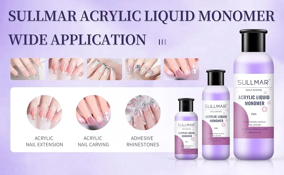 SULLMAR Acrylic Monomer Liquid Acrylic Liquid For Nails Monomer Acrylic Liquid Liquid Acrylic Monomer Nail Monomer Liquid Monomer 75ml 2.5FL.OZ - monomer acrylic nail liquid