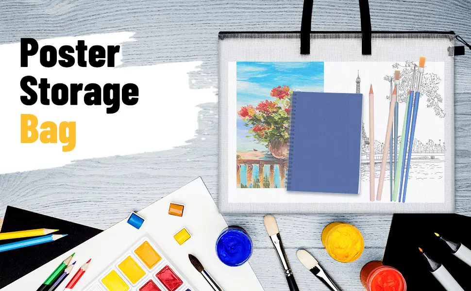 Outus Art Portfolio Bag Poster Storage Bag Board Holder with Handle and Zipper 19 x 24 Inch Organizer Transparent Bag for Large Posters, Poster Board, Painting, Bulletin Boards (1 Piece) - product information 1