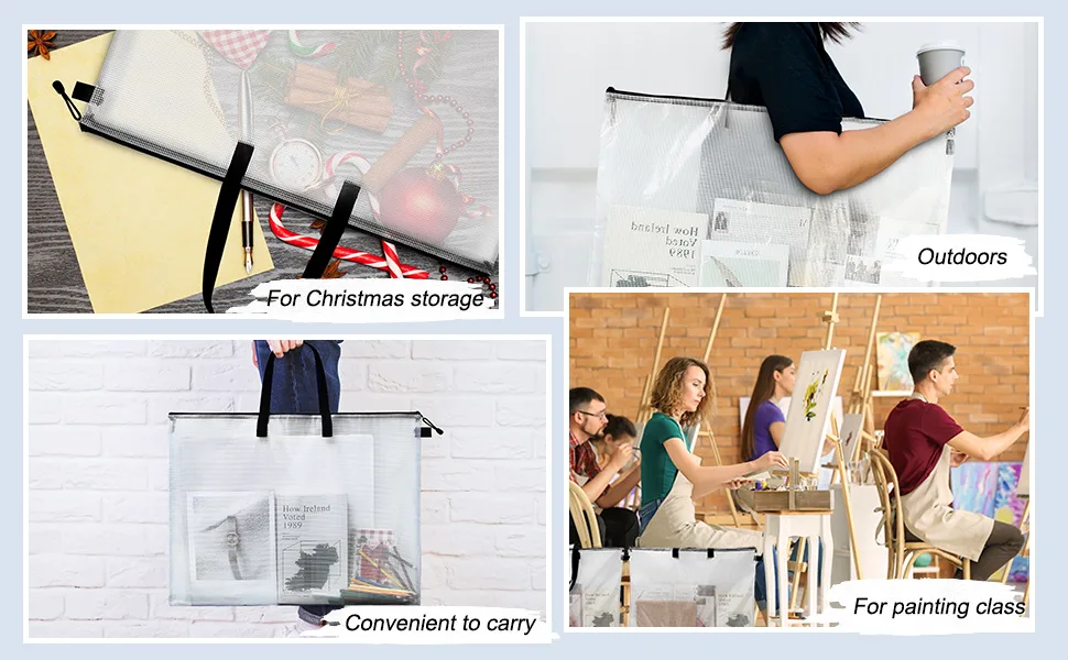 Outus Art Portfolio Bag Poster Storage Bag Board Holder with Handle and Zipper 19 x 24 Inch Organizer Transparent Bag for Large Posters, Poster Board, Painting, Bulletin Boards (1 Piece) - product information 4