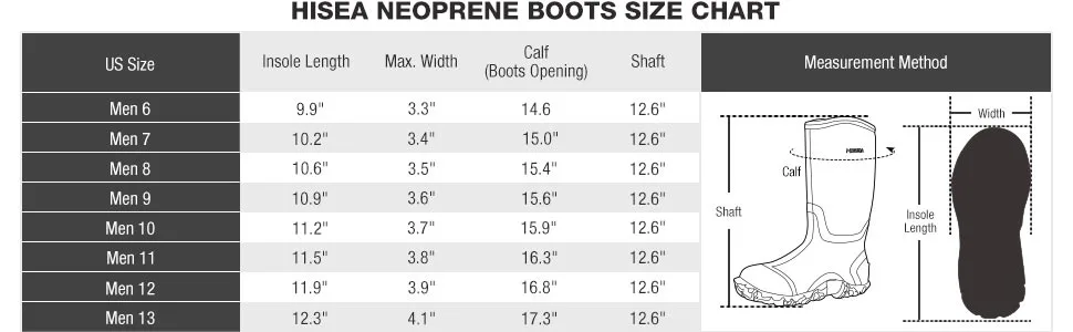 HISEA Men's Rain Boots Waterproof Insulated Rubber Boots with Steel Shank Neoprene Mud Boots Outdoor 11 Grey - mens neoprene boots insulated