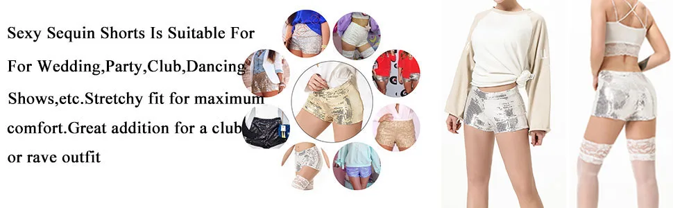 JUST BEHAVIOR Women's Sequin Shimmer Sexy Rave Booty Metallic Shorts Black Red Silver Gold Black Large - product information 4