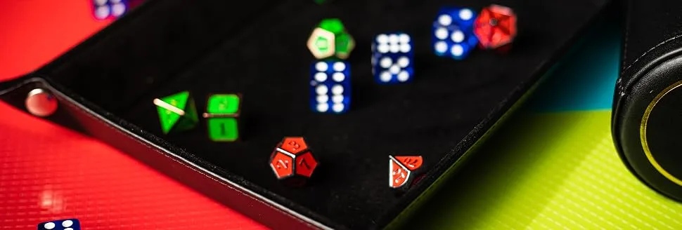 Harbor Loot Red Dice Shaker Cup Complete with Matching Dice Set of Six Red Translucent Dice - Black Dice Tray with polyhedral dungeons and dragons Dice and rolling shaker Cup