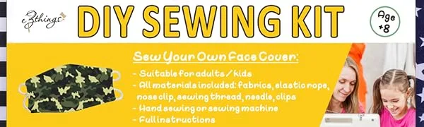 Breathable Fabric face Mask - DIY Sewing Project Kit Designs - eZthings
