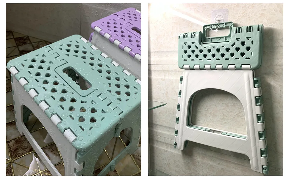 Shower Foot Rest, TRANOMOS Shower Stool for Shaving Legs, Folding Plastic Shower Step Stool for Inside Shower, Waterproof Pedicure Stand Foot Rest for Corner, Green - product information 7