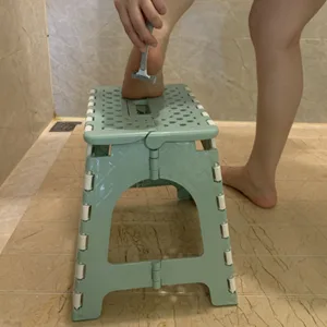 Shower Foot Rest, TRANOMOS Shower Stool for Shaving Legs, Folding Plastic Shower Step Stool for Inside Shower, Waterproof Pedicure Stand Foot Rest for Corner, Green - Shower Stool for Shaving Legs