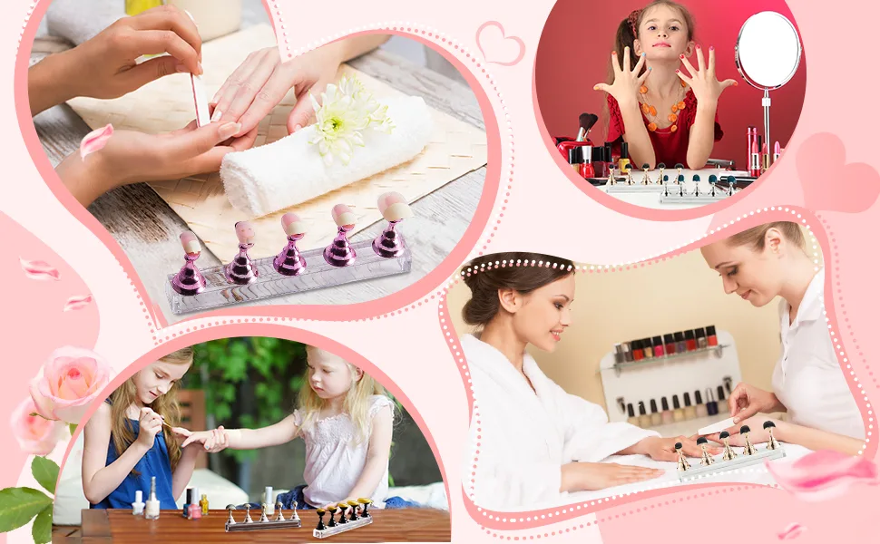 2 Sets Acrylic Nail Display Stand Nail Tip Practice Stand Magnetic Nail Practice Holder Fingernail DIY Nail Stand for False Nail Tip Manicure Tool (Gold and Silver) - product information 3