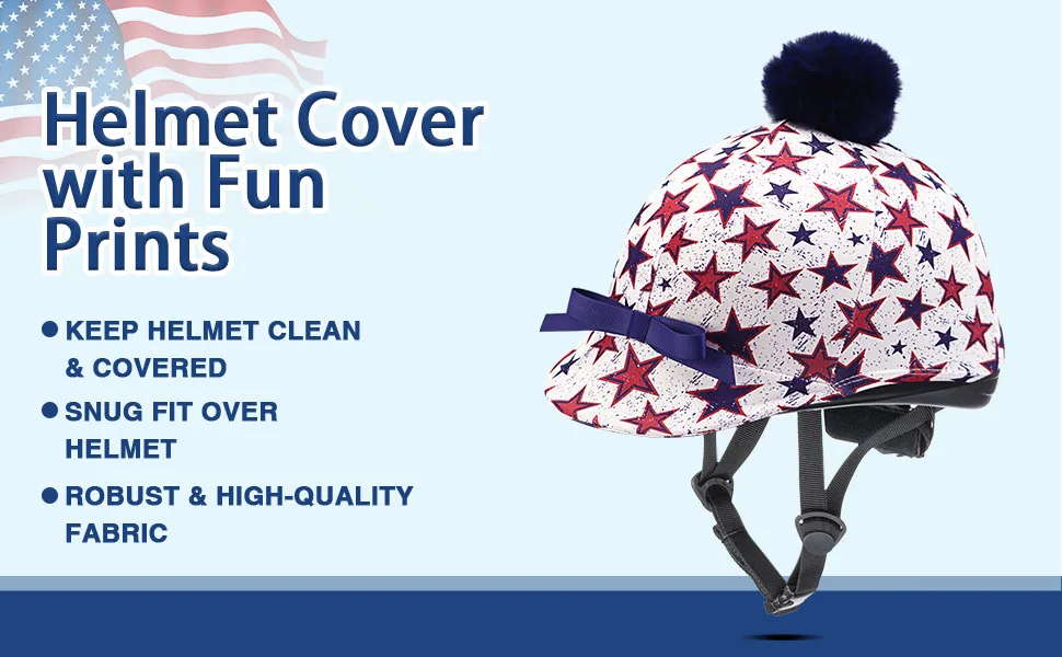 Harrison Howard Equestrian Riding Helmet Cover with Cute Bow Classic Stars - image-2