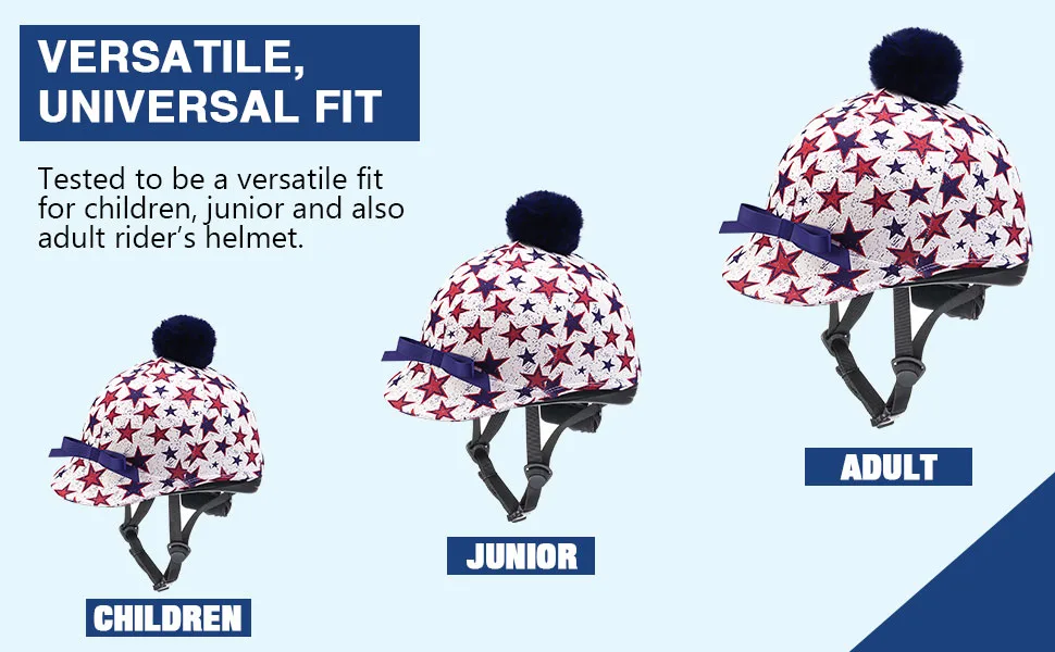 Harrison Howard Equestrian Riding Helmet Cover with Cute Bow Classic Stars - image-3