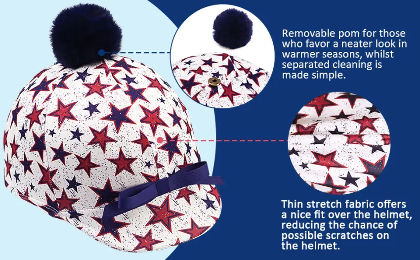 Harrison Howard Equestrian Riding Helmet Cover with Cute Bow Classic Stars - image-4