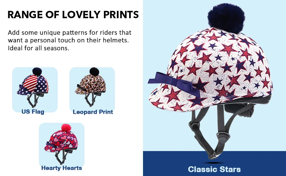 Harrison Howard Equestrian Riding Helmet Cover with Cute Bow Classic Stars - image-5