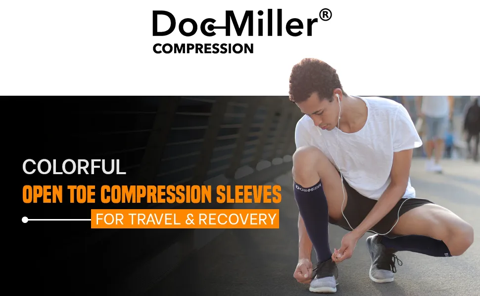 Doc Miller Open Toe Compression Socks 1 Pair 15-20 mmHg Firm Support Beige Large - Open Toe Compression Socks Support Circulation Recovery women knee high Stockings Graduated Sleeve