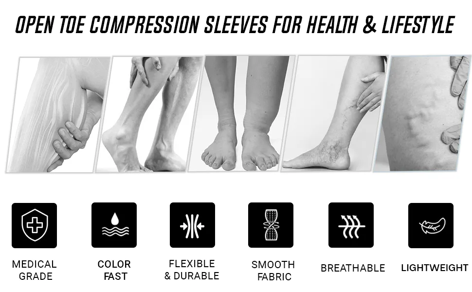 Doc Miller Open Toe Compression Socks 1 Pair 15-20 mmHg Firm Support Beige Large - support toe calf womens size sleeve mens sock sheer varicose pantyhose cotton athletic maternity