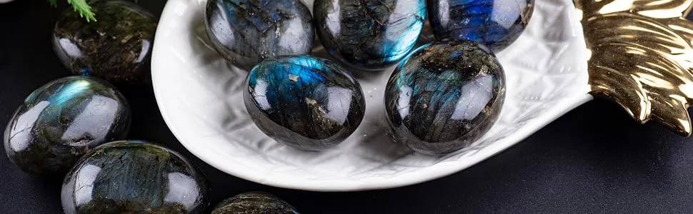 UU UNIHOM Natural Labradorite Plam Stones,Gemstones Irregular Polished Worry Stone 1.5"-2.7" - stone
