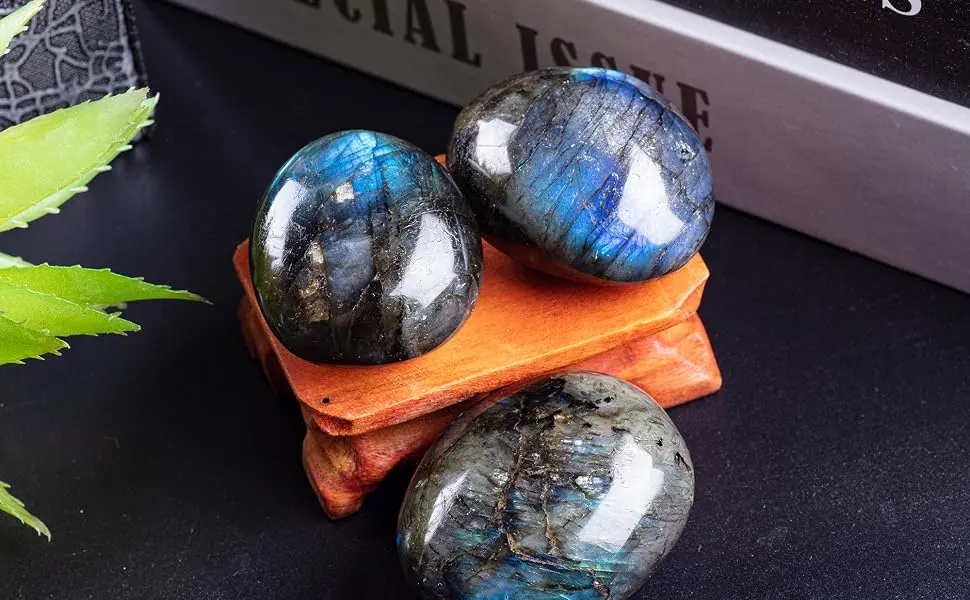 UU UNIHOM Natural Labradorite Plam Stones,Gemstones Irregular Polished Worry Stone 1.5"-2.7" - stone2