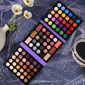 UCANBE Eyeshadow Palette with 15Pcs Brushes Makeup Set, Pigmented 86 Colors Make Up Palettes Sets, Matte Shimmer Glitter Eye Shadow Pallet Highlighters Contour Blush Powder Brush Beauty Kit Palette B + Black Brush - On the Go Palette