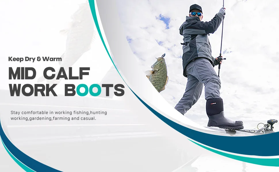 HISEA Men's Rain Boots Waterproof Work Boots Insulated Rubber Boot 9 Camo - hisea mens work boots insulated rain boots