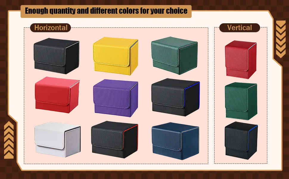 Weewooday 3 Pieces Leather Deck Card Boxes Cards Deck Game Box for 100 Plus Cards Compatible with MTG Commander Decks (Black Blue, Red, Green,) Black Blue, Red, Green Horizontal - product information 2
