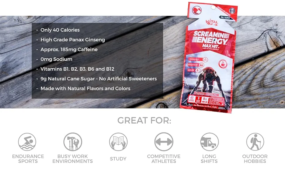 Screamin Energy Max Hit - Maximum Strength Energy Shot with Ginseng & Caffeine - Coffee Mocha, 24 Ct - product information 7