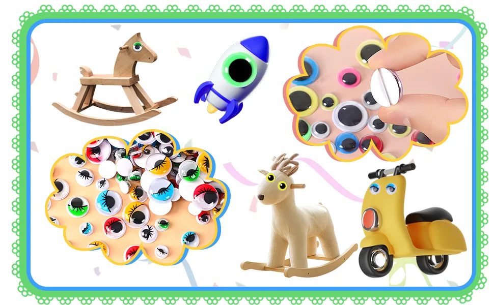1000 Pcs Self Adhesive Googly Wiggle Eyes for DIY, Multi Colors and Sizes Craft Sticker Eyes Multicolor A 6-12MM - Googly Eyes