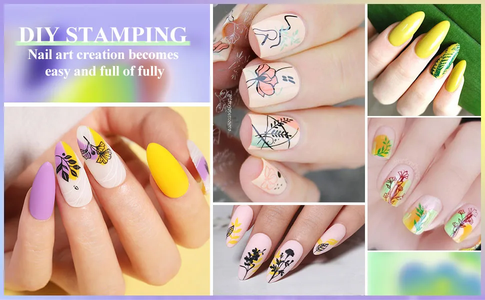 BORN PRETTY Stamping Temeplates Nail Art Stamping Plates Flower Leaves Theme Nail Image Plates Nail Manicuring DIY Printing Tools 4PCS - stamping plates