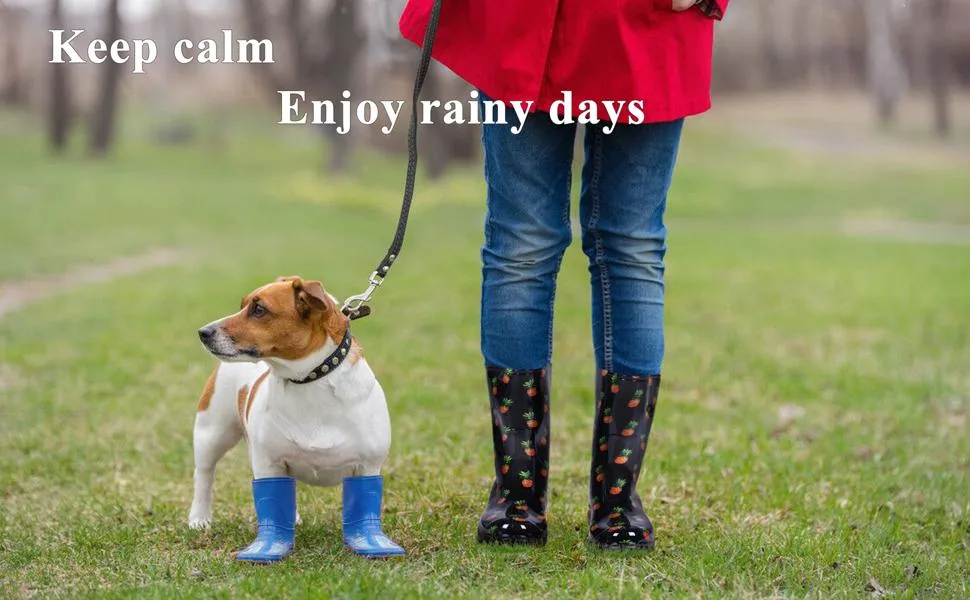 Asgard Women's Mid Calf Rain Boots Printed Waterproof Rubber Boots Short Garden Shose 9 Sunflowers Black - rain boots