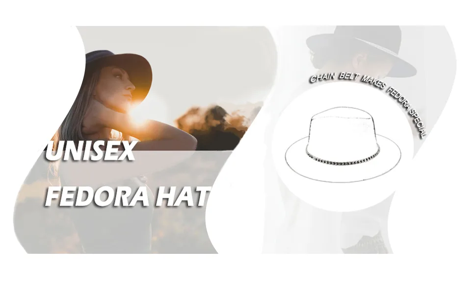 Gossifan Classic Wide Brim Fedora Hat with Chain Belt Buckle Wine Red 7 1/8-7 1/4 - women hat